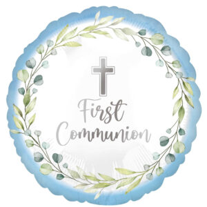 Blue Holy Cross First Communion Foil Balloon