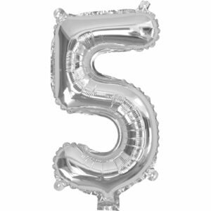 14inch Air-Inflated Number “5” Silver Foil Balloon