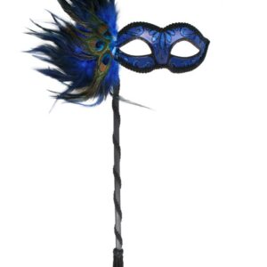 Peacock Feather Eye Mask on Stick