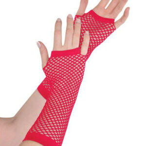 Red Fishnet Gloves Long