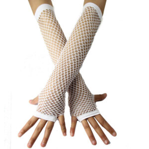 White Fishnet Gloves Long