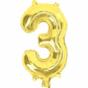 14inch Air-Inflated Number “3” Gold Foil Balloon