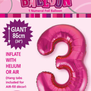 Number 3 Megaloon-Hot Pink