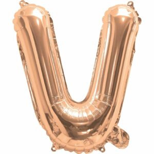 14inch Air-Inflated Letter "V" Rose Gold  Foil Balloon
