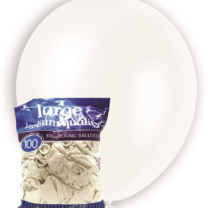 100 pk 30cm Deco White Latex Balloons
