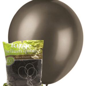 100 pk 30cm Metallic Black Latex Balloons
