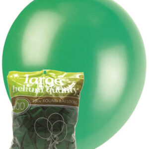 100 pk 30cm Metallic Green Latex Balloons