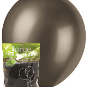 25 pk 30cm Metallic Black Latex Balloons