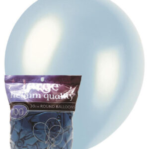 100 pk 30cm Pearl Blue Latex Balloons