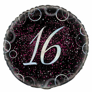 16th Birthday Black&Pink Foil Balloon 18"