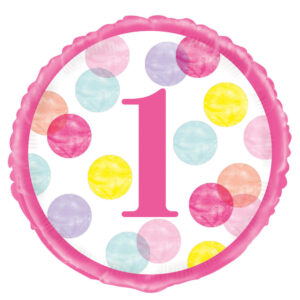 1 st Birthday Foil Balloon Pink 18"