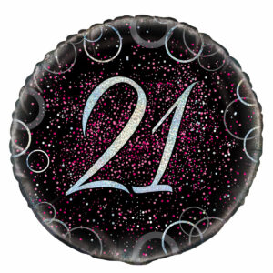 21st Birthday Black&Pink Foil Balloon 18″