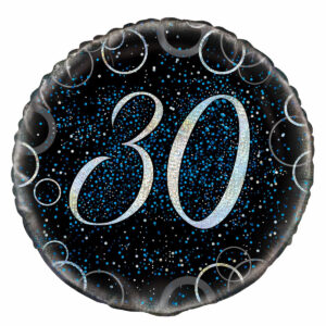 30th Birthday Black&Blue Foil Balloon 18″