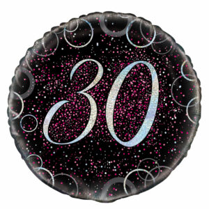 30th Birthday Black&Pink Foil Balloon 18″
