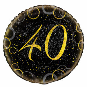 40th Birthday Black&Gold Foil Balloon 18″
