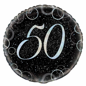 50th Birthday Black&Silver Foil Balloon 18″