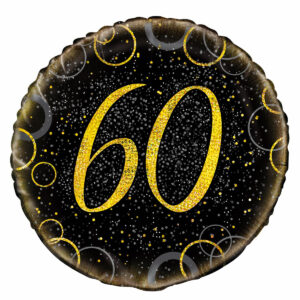 60th Birthday Black&Gold Foil Balloon 18″