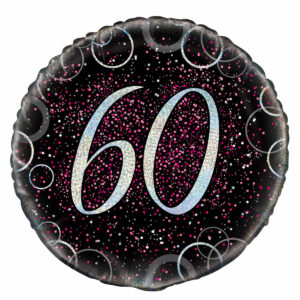 60th Birthday Black&Pink Foil Balloon 18″