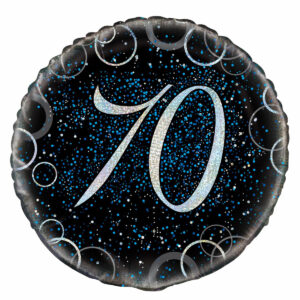 70th Birthday Black&Blue Foil Balloon 18″