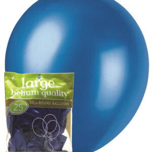 25 pk 30cm Metallic Blue Latex Balloons