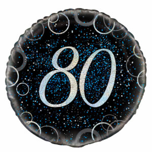 80th Birthday Black&Blue Foil Balloon 18″