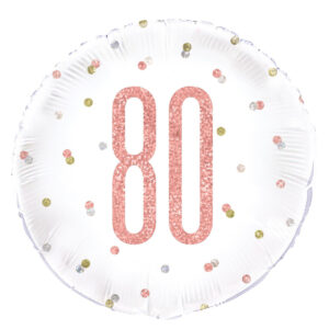 80th Birthday Rosegold Foil Balloon 18″