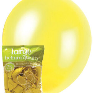 25 pk 30cm Metallic Yellow Latex Balloons