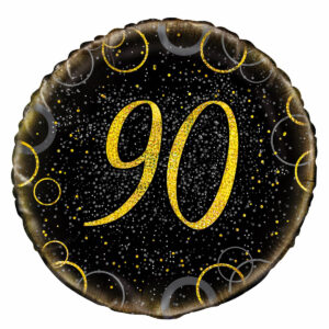 90th Birthday Black&Gold Foil Balloon 18″