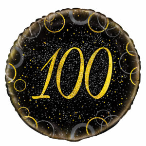 100th Birthday Black&Gold Foil Balloon 18″