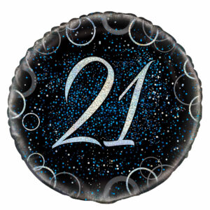 21st Birthday Black & Blue Foil Balloon 18″