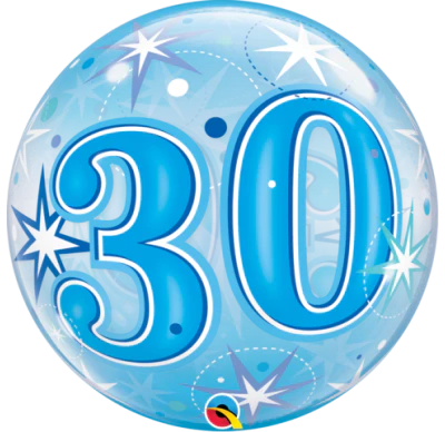 30 Stars Blue Single Bubble Balloon – Party House