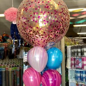 60cm Confetti + 6 marble balloons
