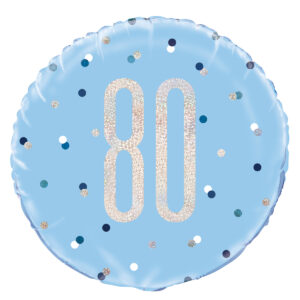 80th Birthday Light Blue Foil Balloon 18″