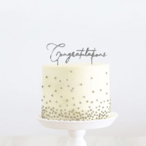 CONGRATULATIONS - SILVER METAL CAKE TOPPER