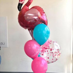 Flamingo Supershape + 5 Printed Balloons + 45cm Confetti