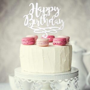 HAPPY BIRTHDAY CAKE TOPPER (WHITE)