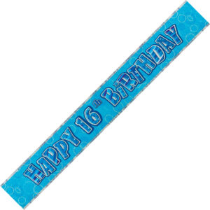 Happy 16th Birthday Prismatic Banner Blue