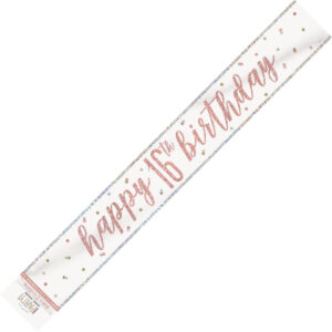 Happy 16th Birthday Prismatic Banner Rosegold