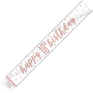 Happy 18th Birthday Prismatic Banner Rosegold