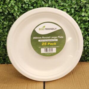 254mm Sugarcane Round Large Plate 25pk