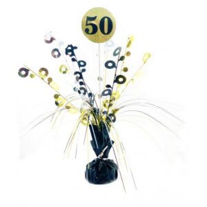 Black & Gold Centrepiece Weight 50th