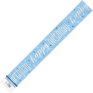 Happy Birthday Prismatic Foil Banner Light Blue