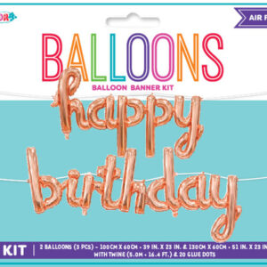 Happy Birthday Balloon Banner Rose Gold