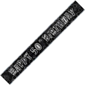 Happy 50th Birthday Prismatic Banner Black