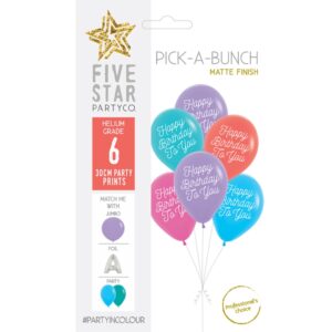 Happy Birthday Multi-coloured Printed Balloons 6pk