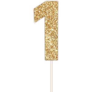 Number 1 Glitter Cake Topper - Gold