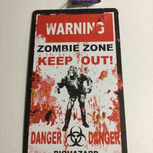 Zombie Zone Warning Horror Road Sign