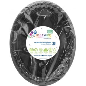 Large Oval Plate Black 20pk 315mm x 245mm