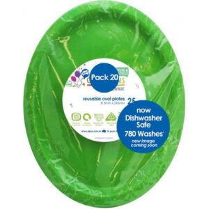 Large Oval Plate Lime Green 20pk 315mm x 245mm
