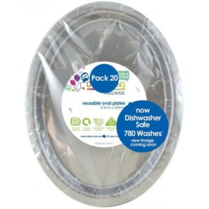 Large Oval Plate Silver 20pk 315mm x 245mm